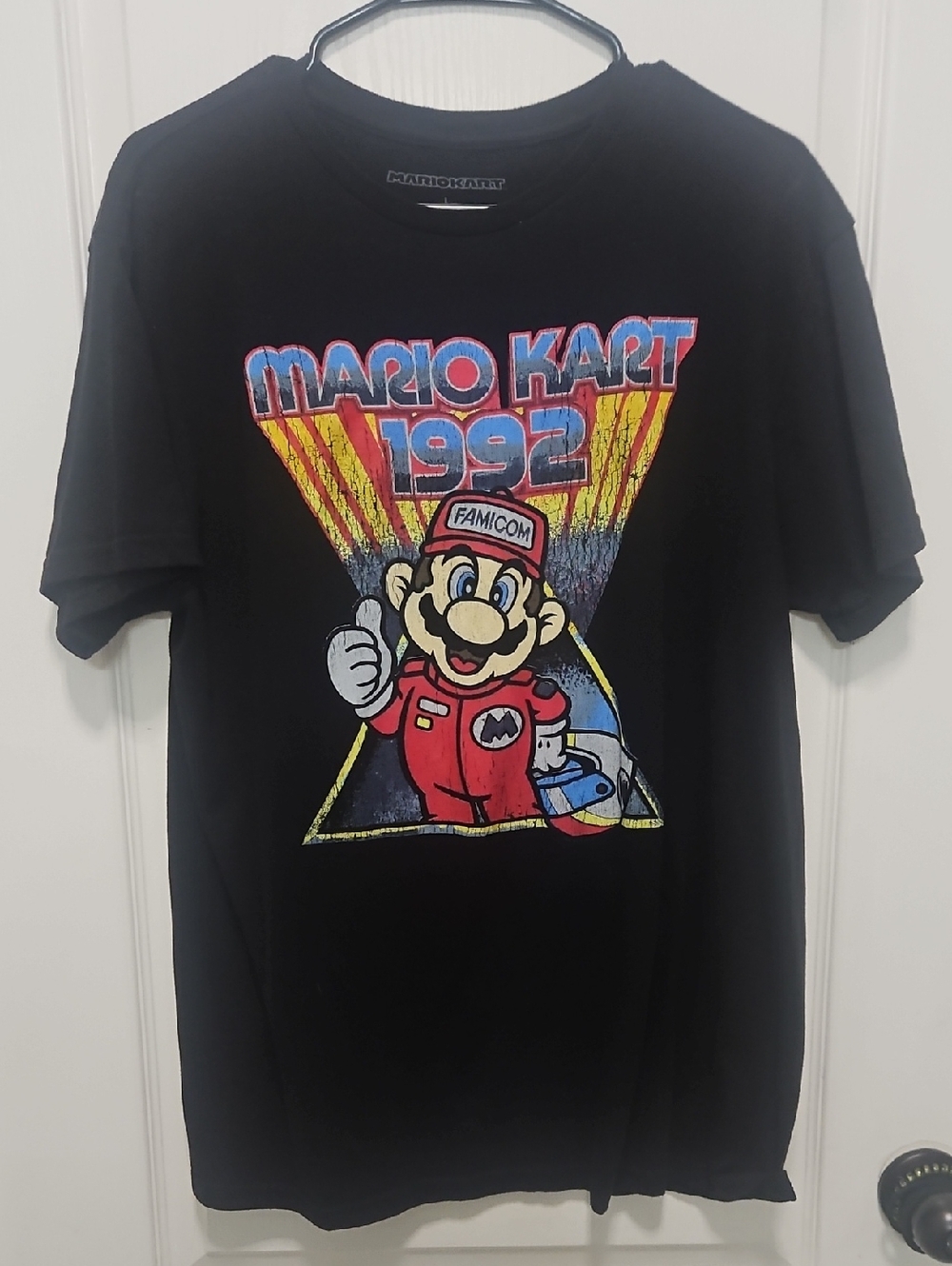 Mario Kart 1992 Graphic Tee - Black with Red & Yellow Print